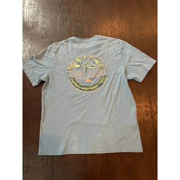 Tommy Bahama Live The Island Life T-Shirt Men's Medium M Short Sleeve Blue b42 - Picture 2 of 5
